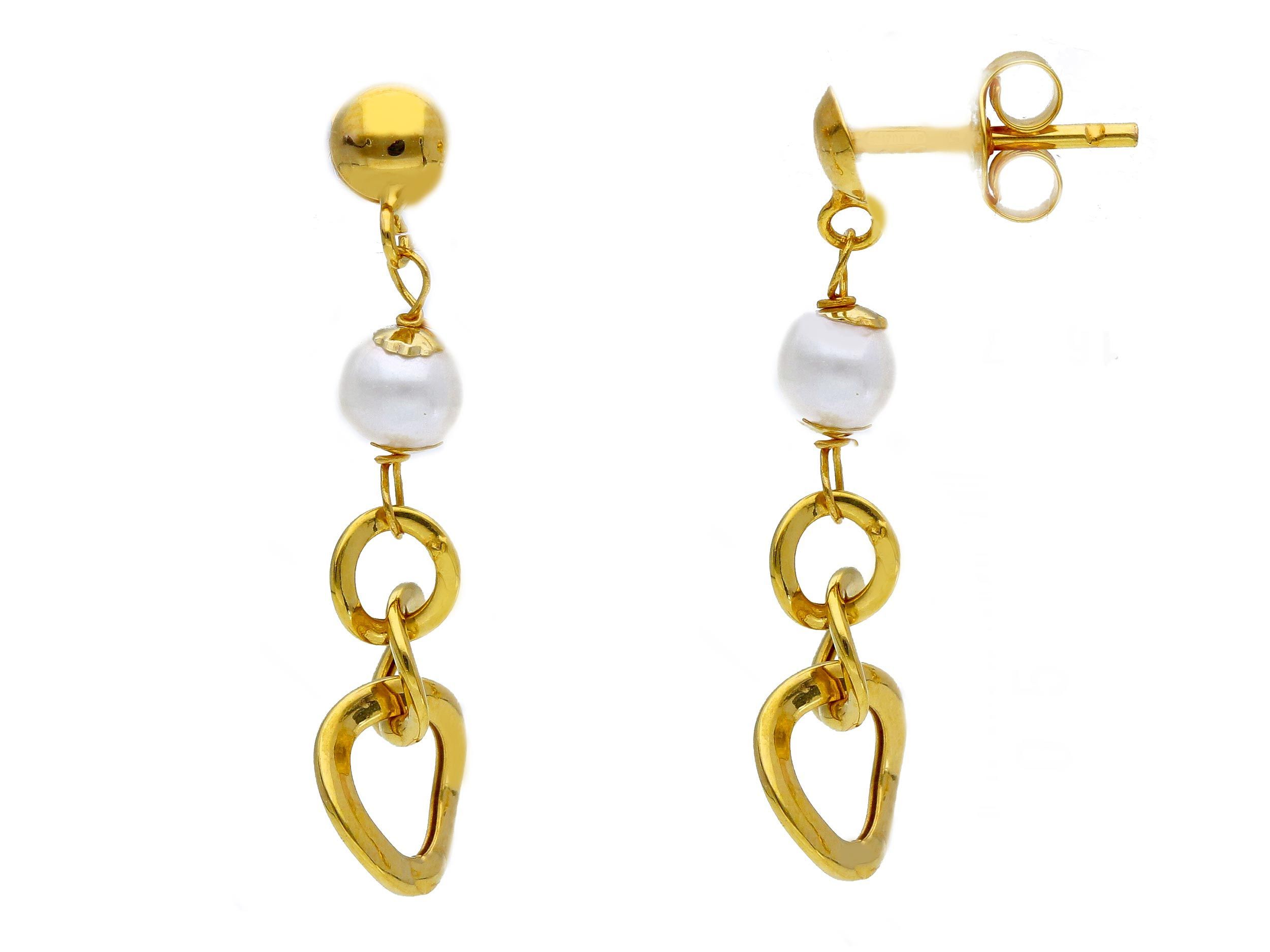 Golden earrings 9k with pearls (code S202521)